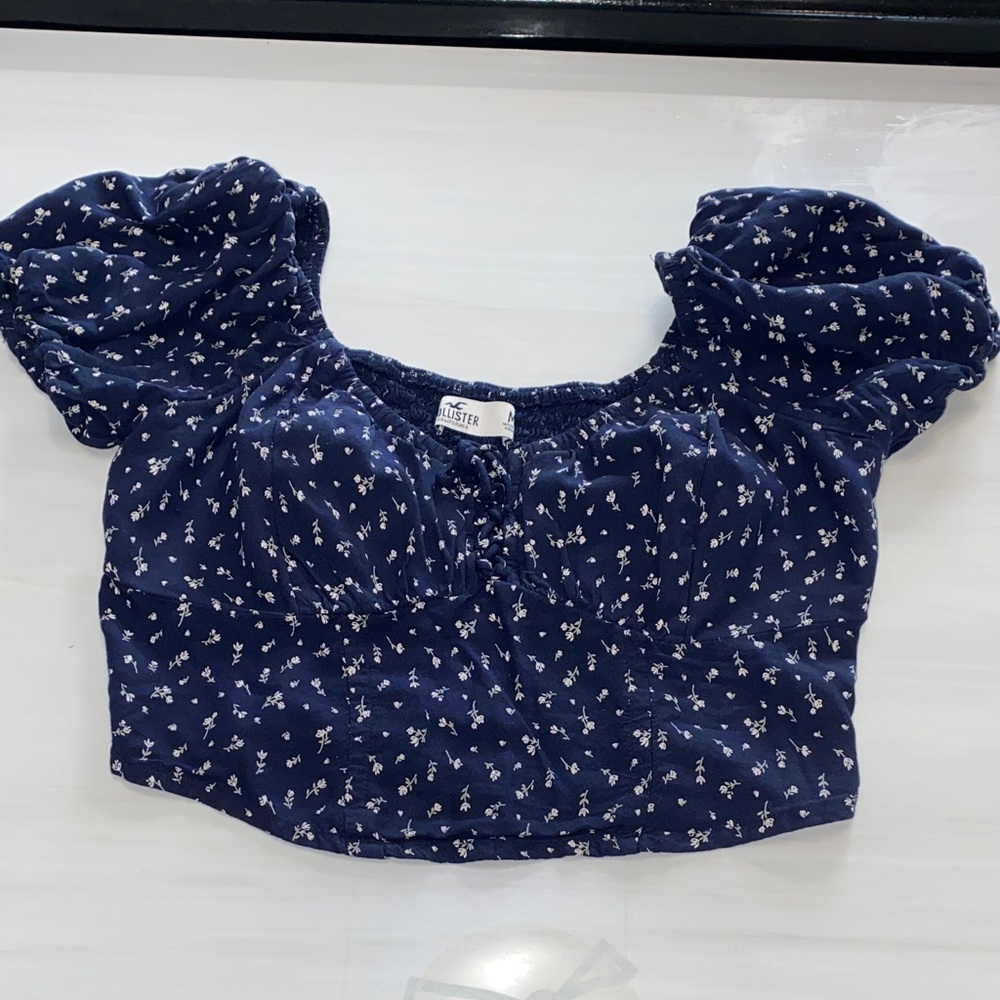 Hollister Dark Blue Floral Blouse